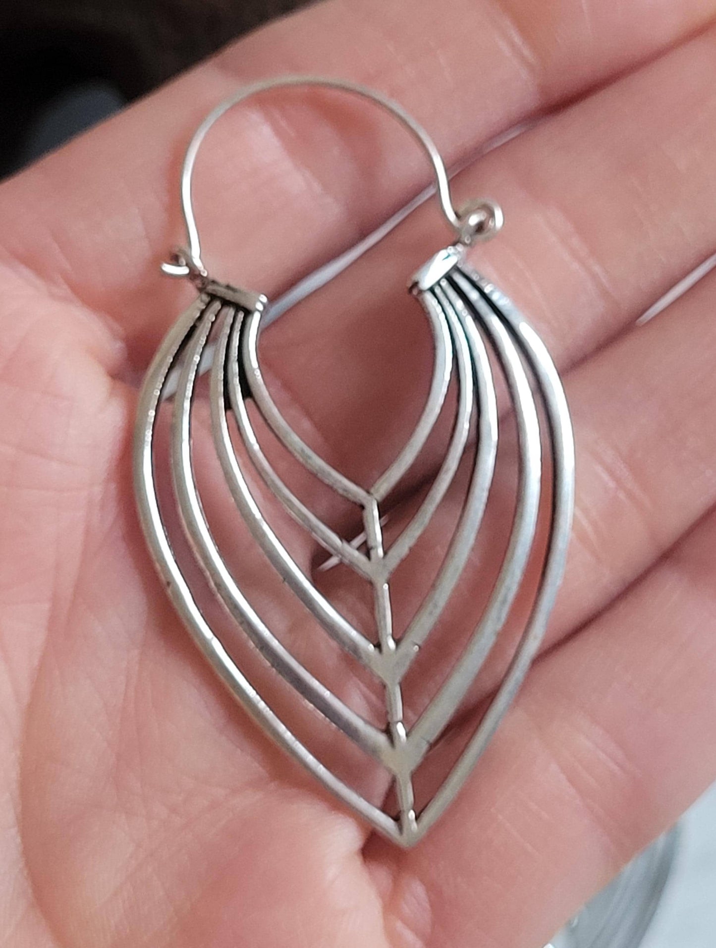 Elegant Silver Teardrop Earrings: Handmade Boho Jewelry