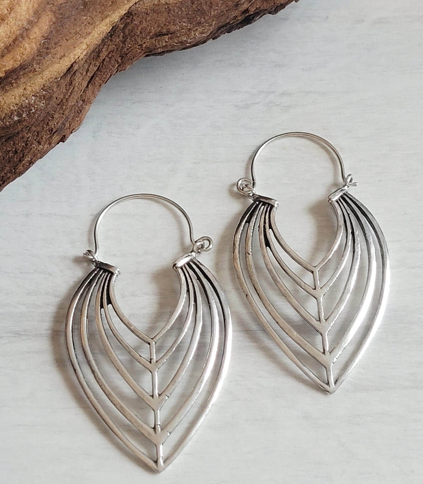 Elegant Silver Teardrop Earrings: Handmade Boho Jewelry