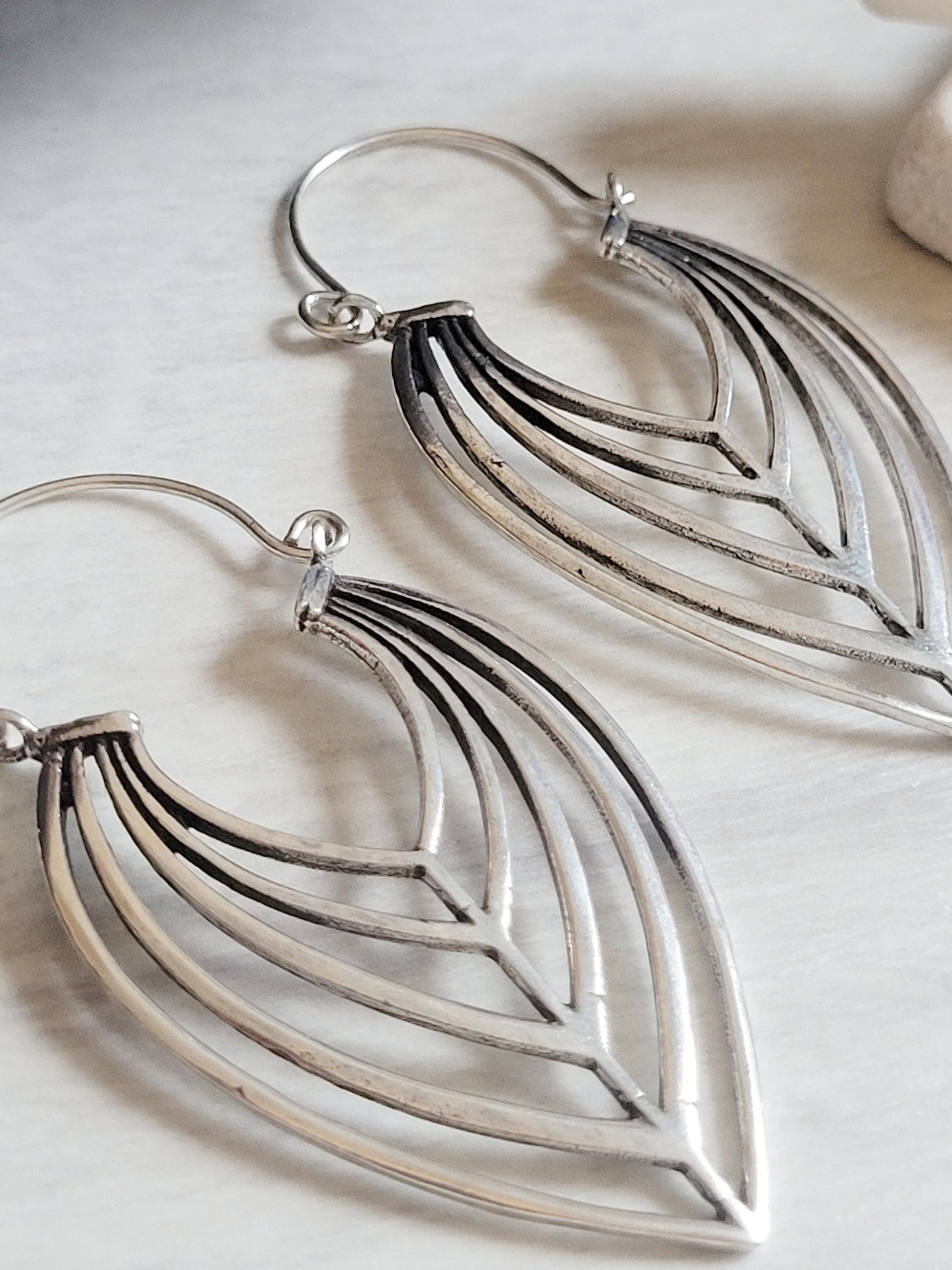 Elegant Silver Teardrop Earrings: Handmade Boho Jewelry