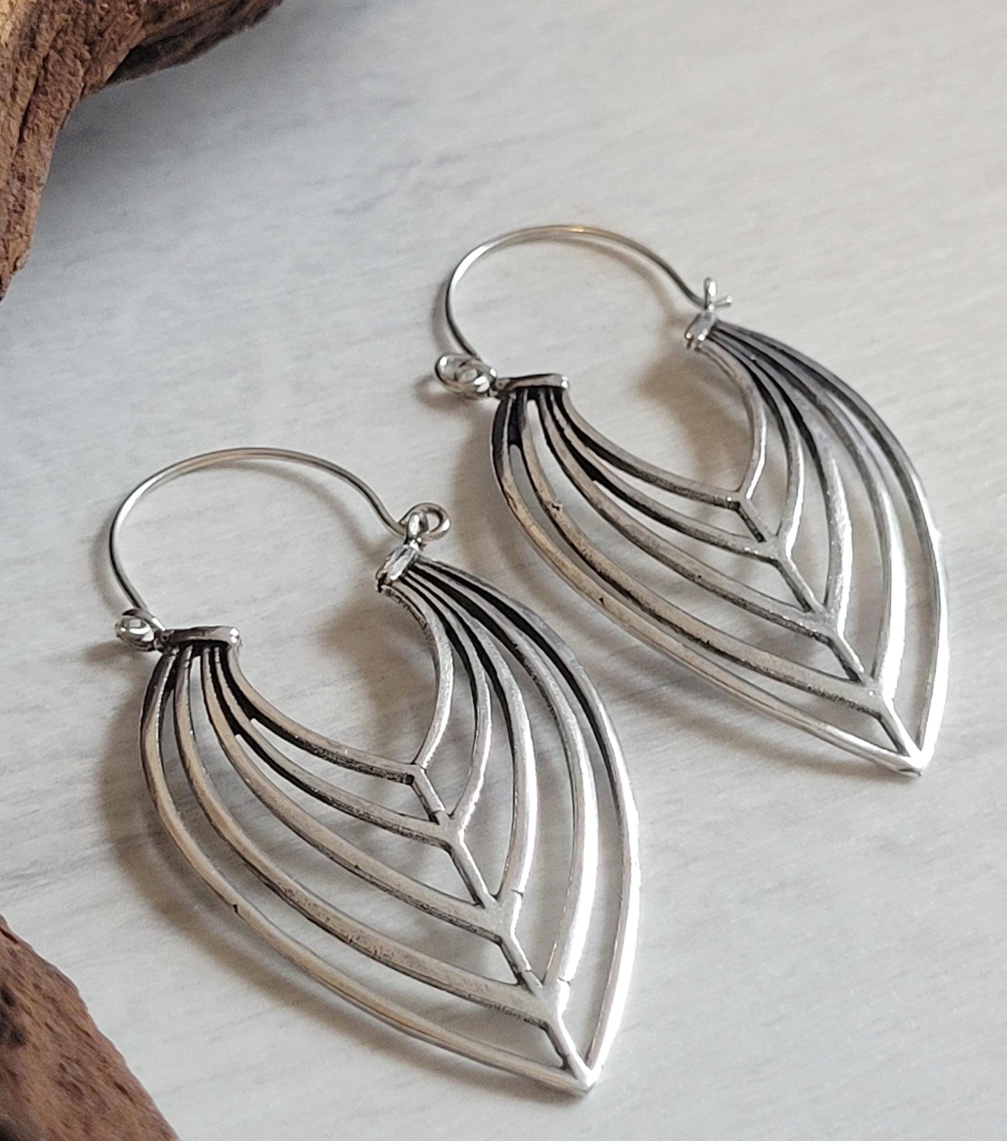Elegant Silver Teardrop Earrings: Handmade Boho Jewelry