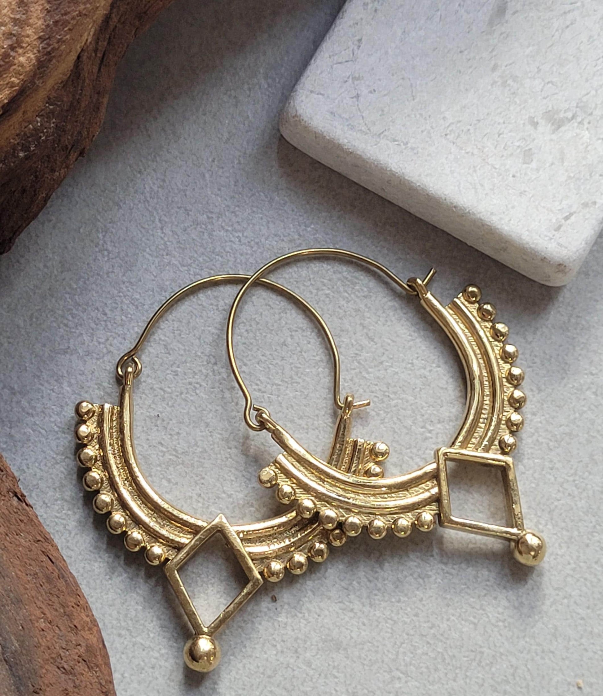 Gold bohemian hoops: Silver style unique jewellery / Golden jewellery