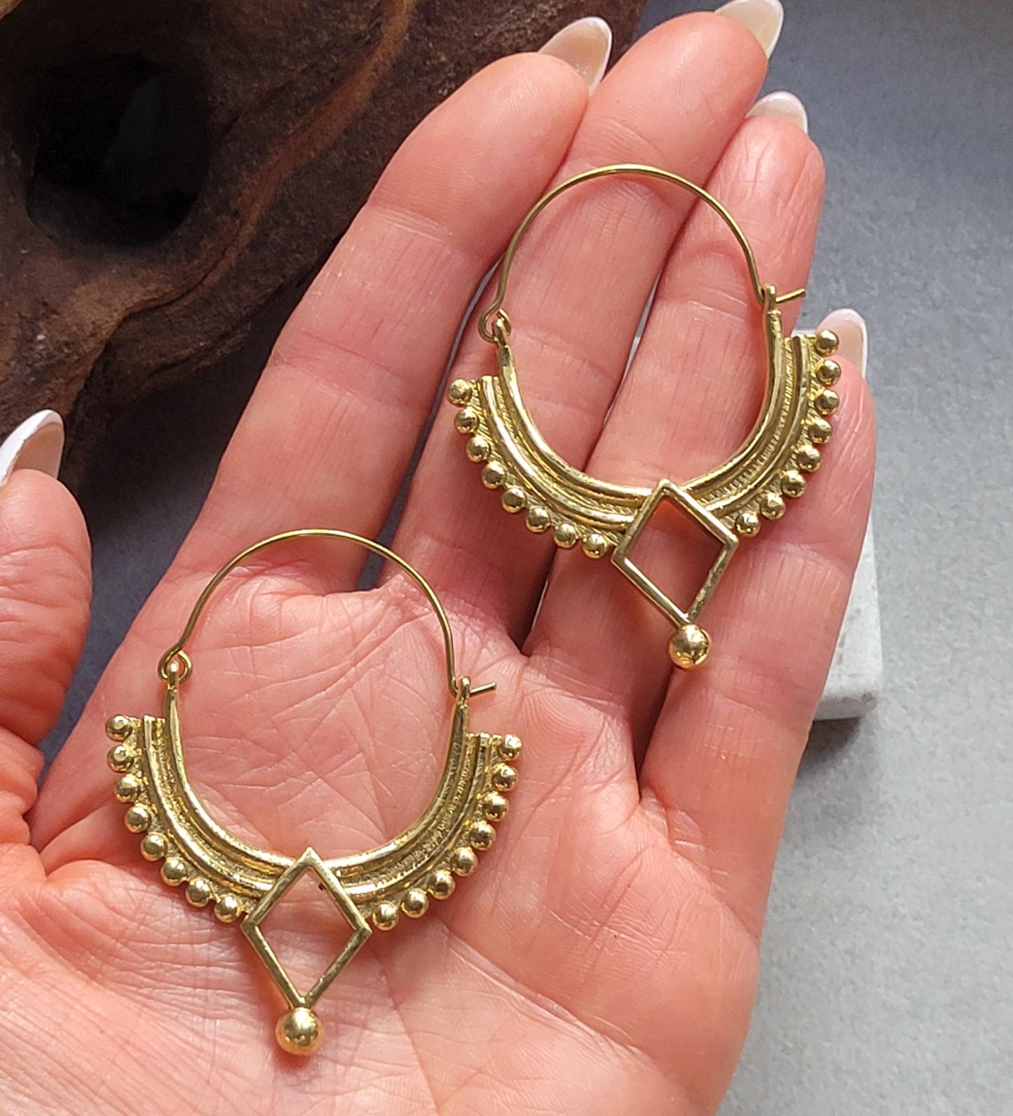 Gold bohemian hoops: Silver style unique jewellery / Golden jewellery