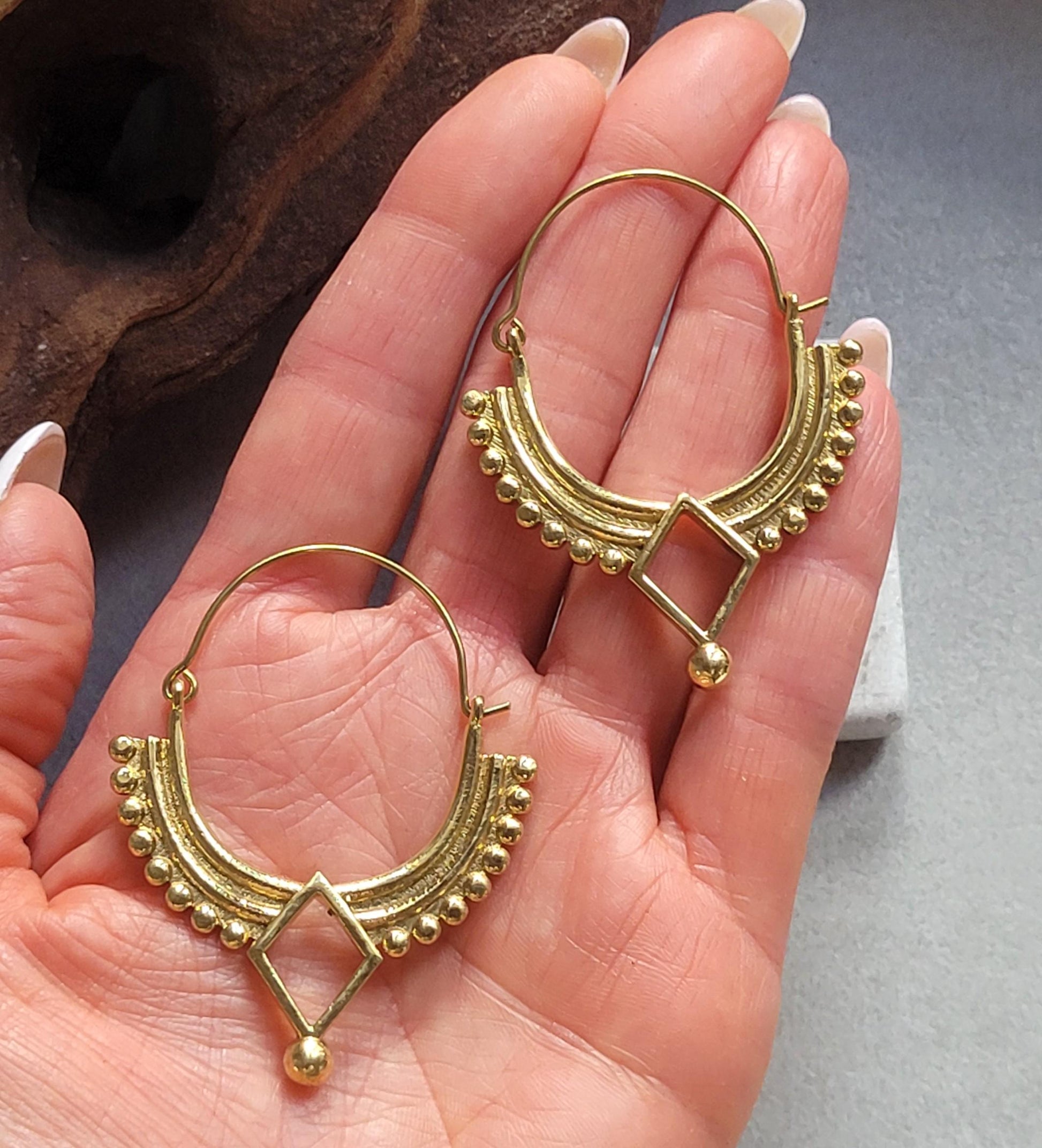 Gold bohemian hoops: Silver style unique jewellery / Golden jewellery
