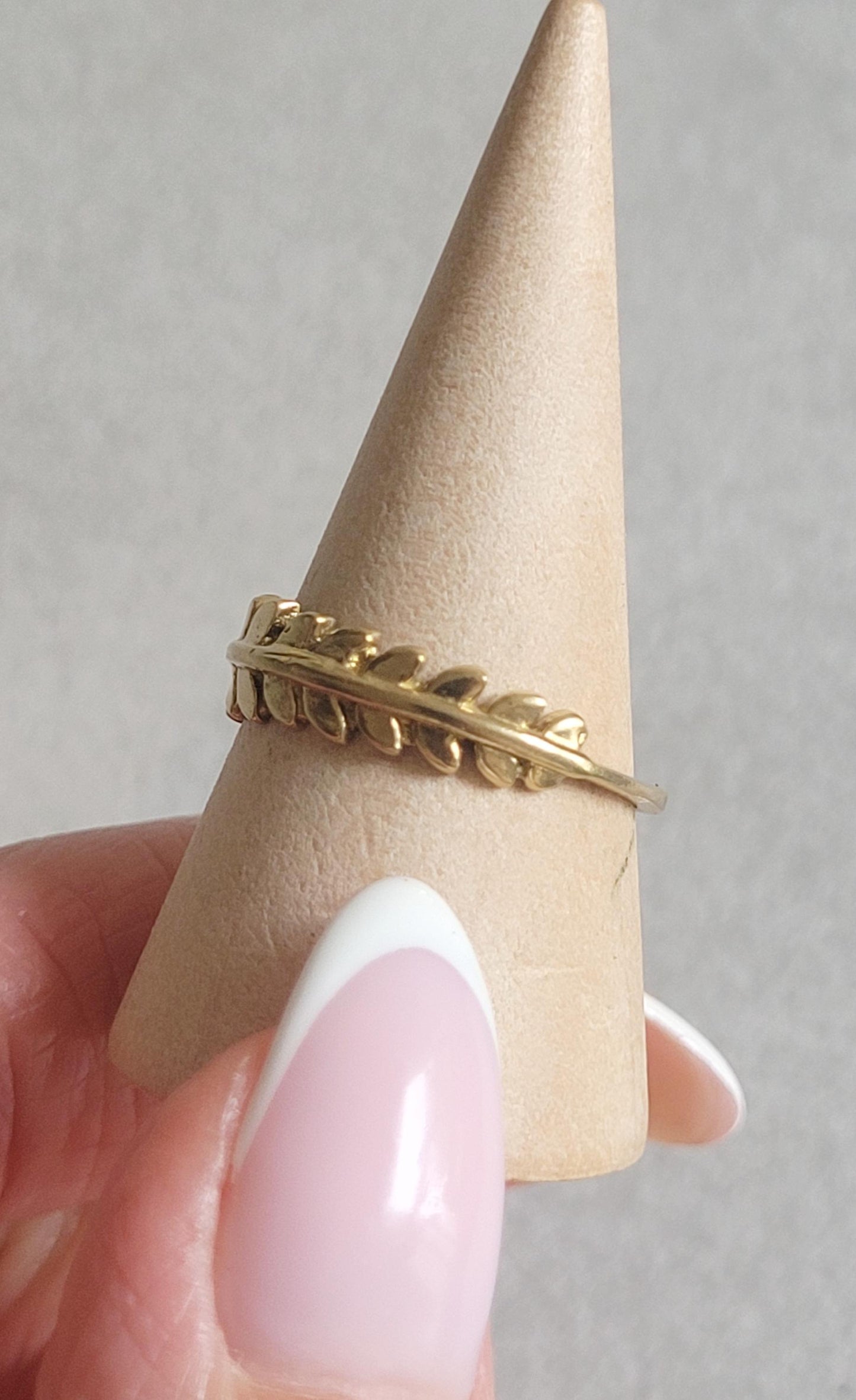 Gold Feather Ring: Minimalist Brass Leaf Jewelry
