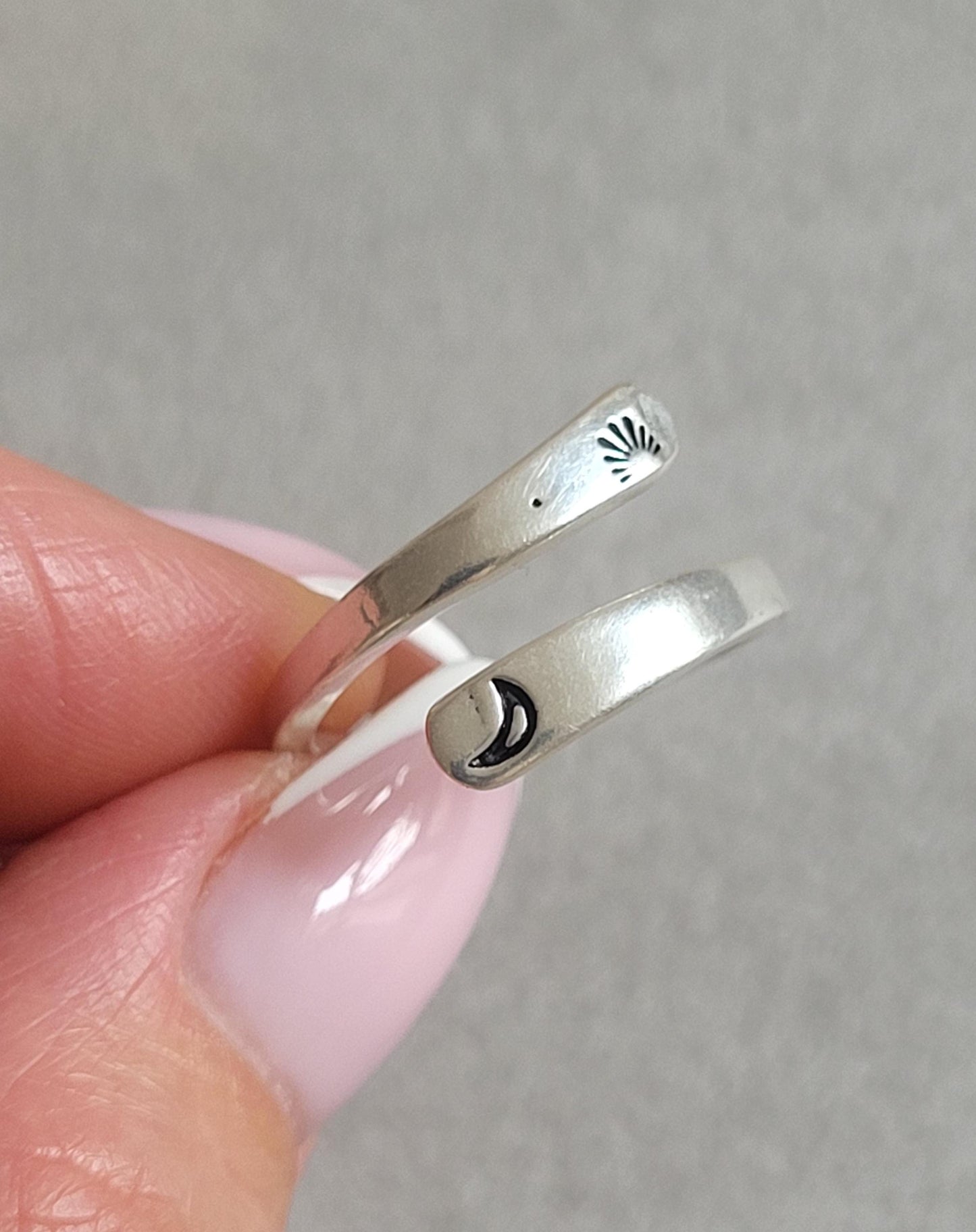 Silver Moon Ring: Adjustable Boho Jewelry