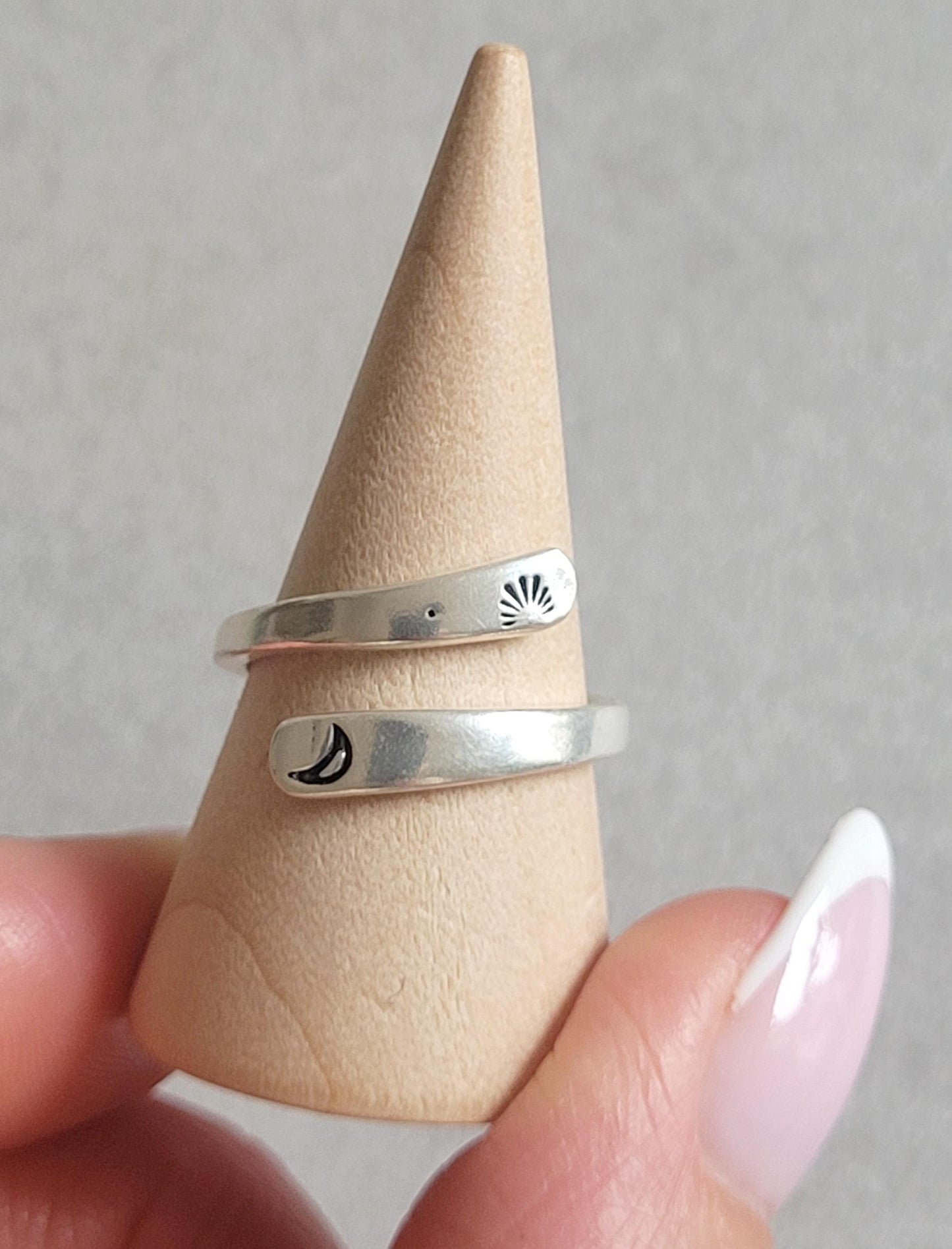 Silver Moon Ring: Adjustable Boho Jewelry