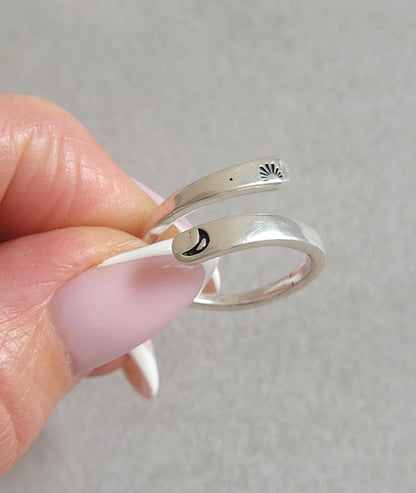 Silver Moon Ring: Adjustable Boho Jewelry