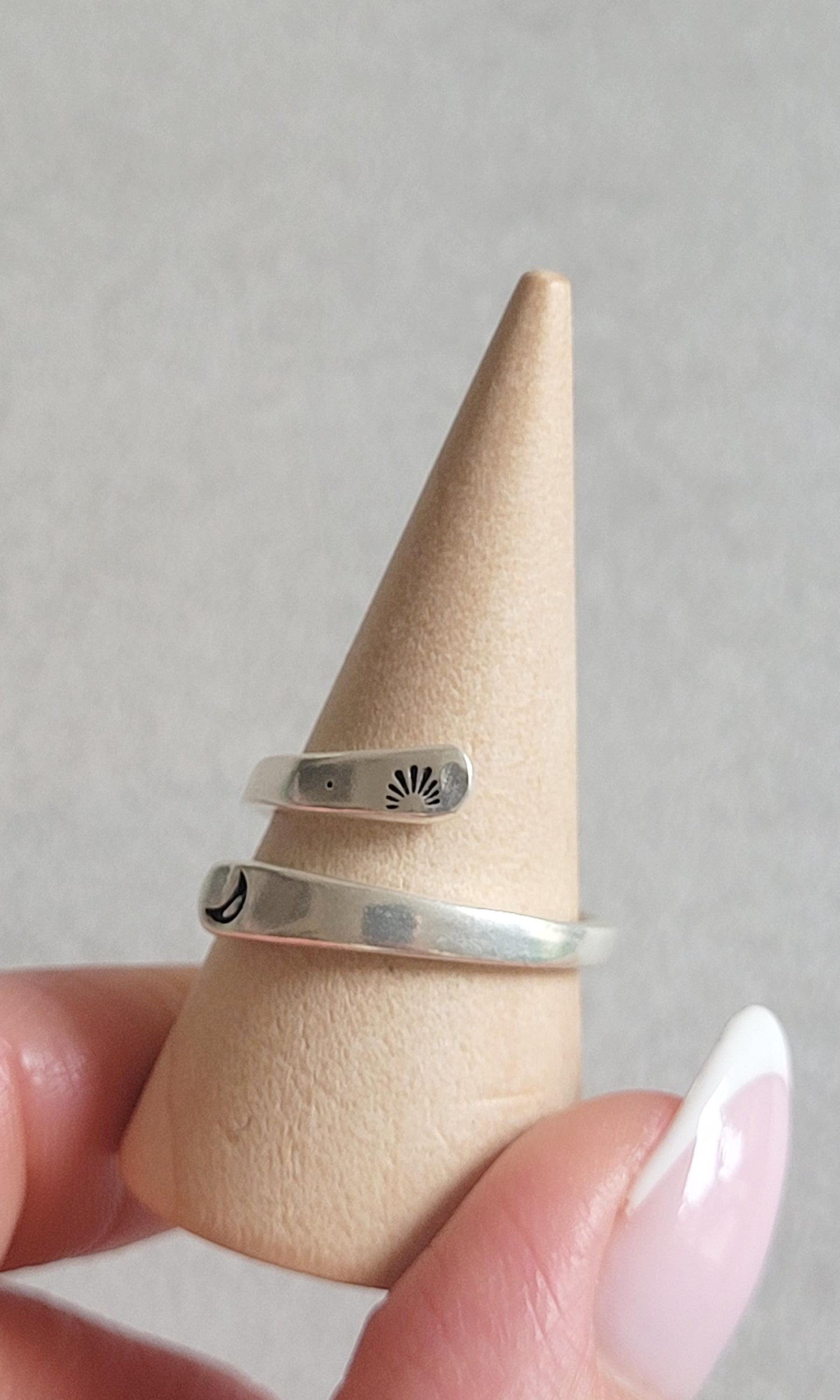 Silver Moon Ring: Adjustable Boho Jewelry