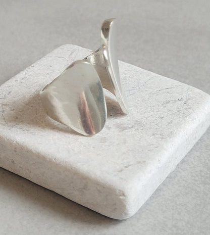 Adjustable Silver Statement Ring: Handmade Boho Jewelry