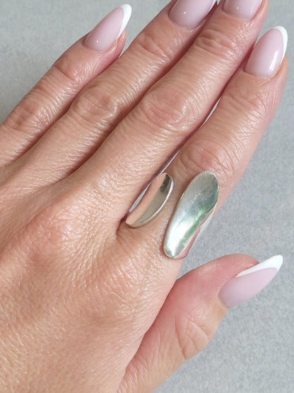 Adjustable Silver Statement Ring: Handmade Boho Jewelry