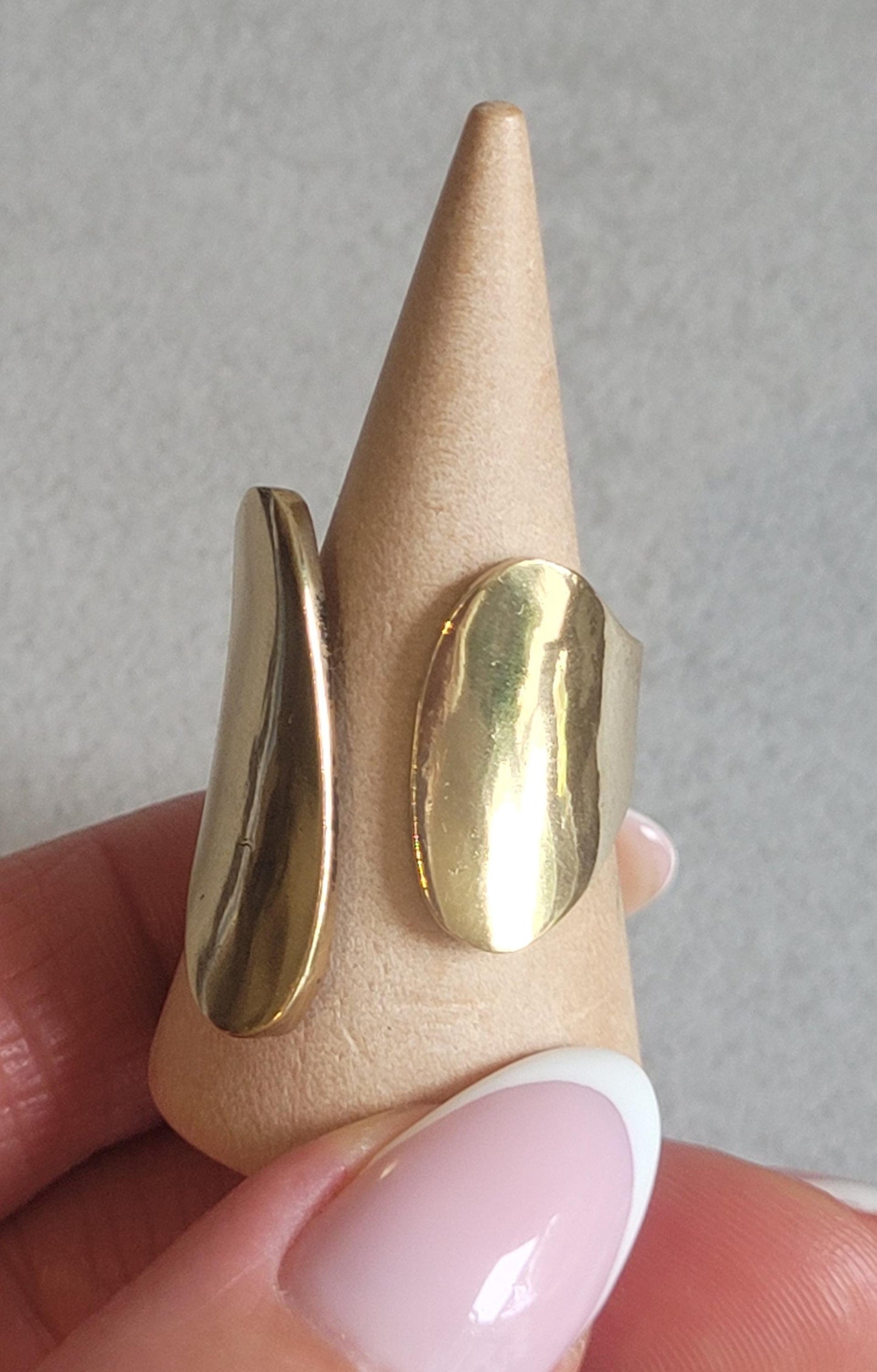Adjustable Brass Statement Ring: Handmade Boho Jewelry