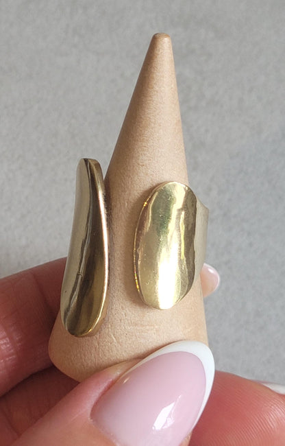 Adjustable Brass Statement Ring: Handmade Boho Jewelry