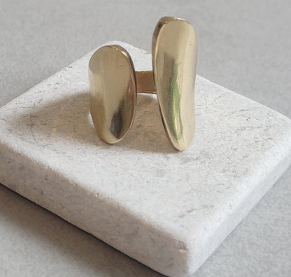 Adjustable Brass Statement Ring: Handmade Boho Jewelry