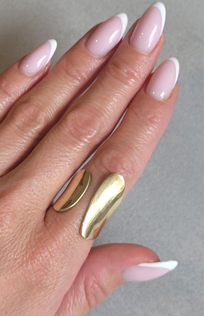 Adjustable Brass Statement Ring: Handmade Boho Jewelry