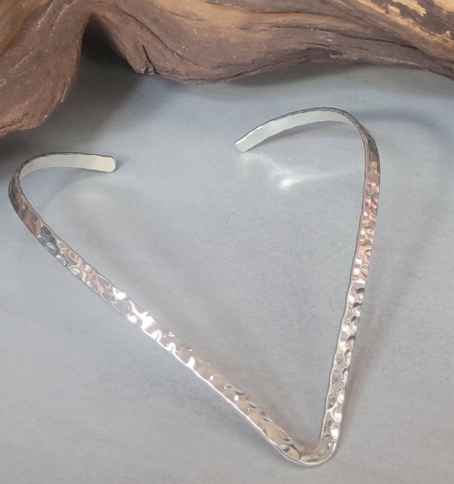 Silver hammered choker necklace: Silver bohemian jewellery