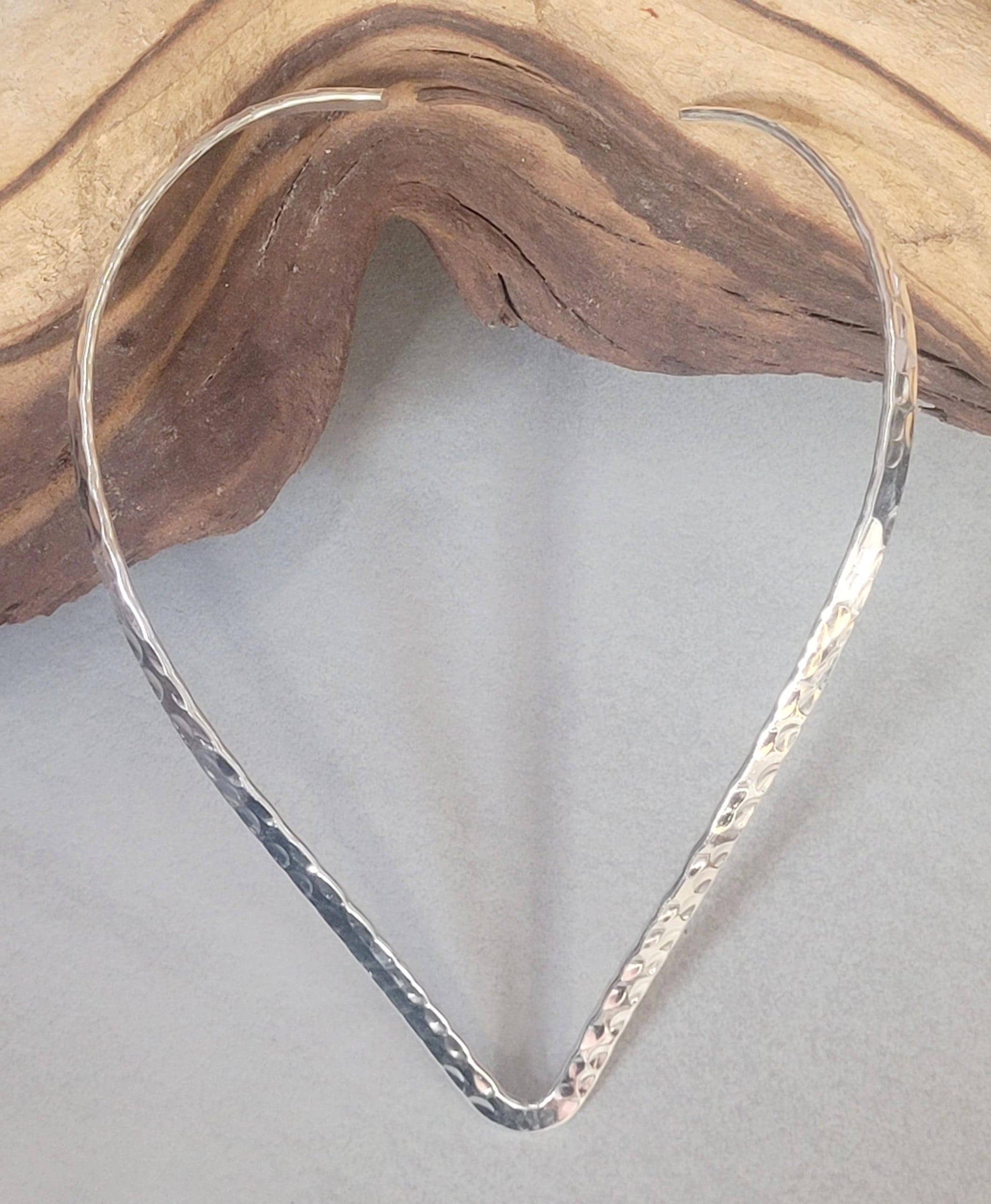 Silver hammered choker necklace: Silver bohemian jewellery