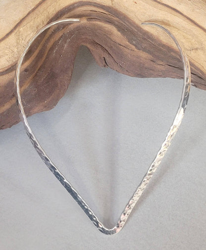 Silver hammered choker necklace: Silver bohemian jewellery