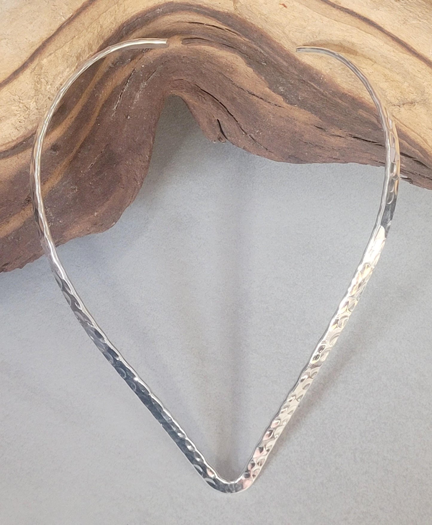 Silver hammered choker necklace: Silver bohemian jewellery