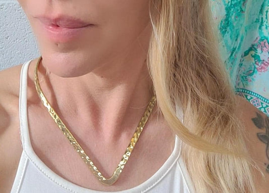 Silver hammered choker necklace: Silver bohemian jewellery