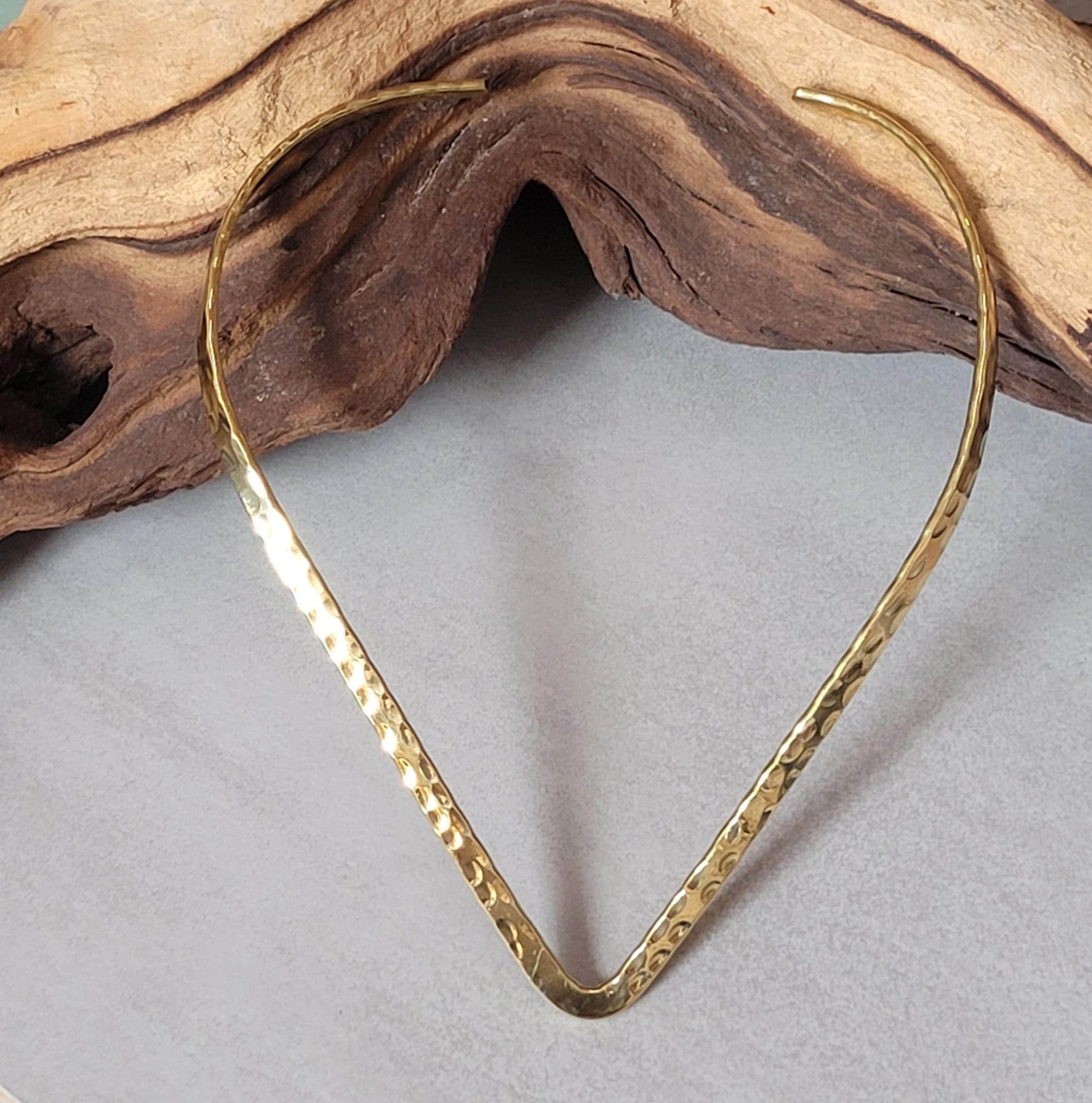 Silver hammered choker necklace: Silver bohemian jewellery