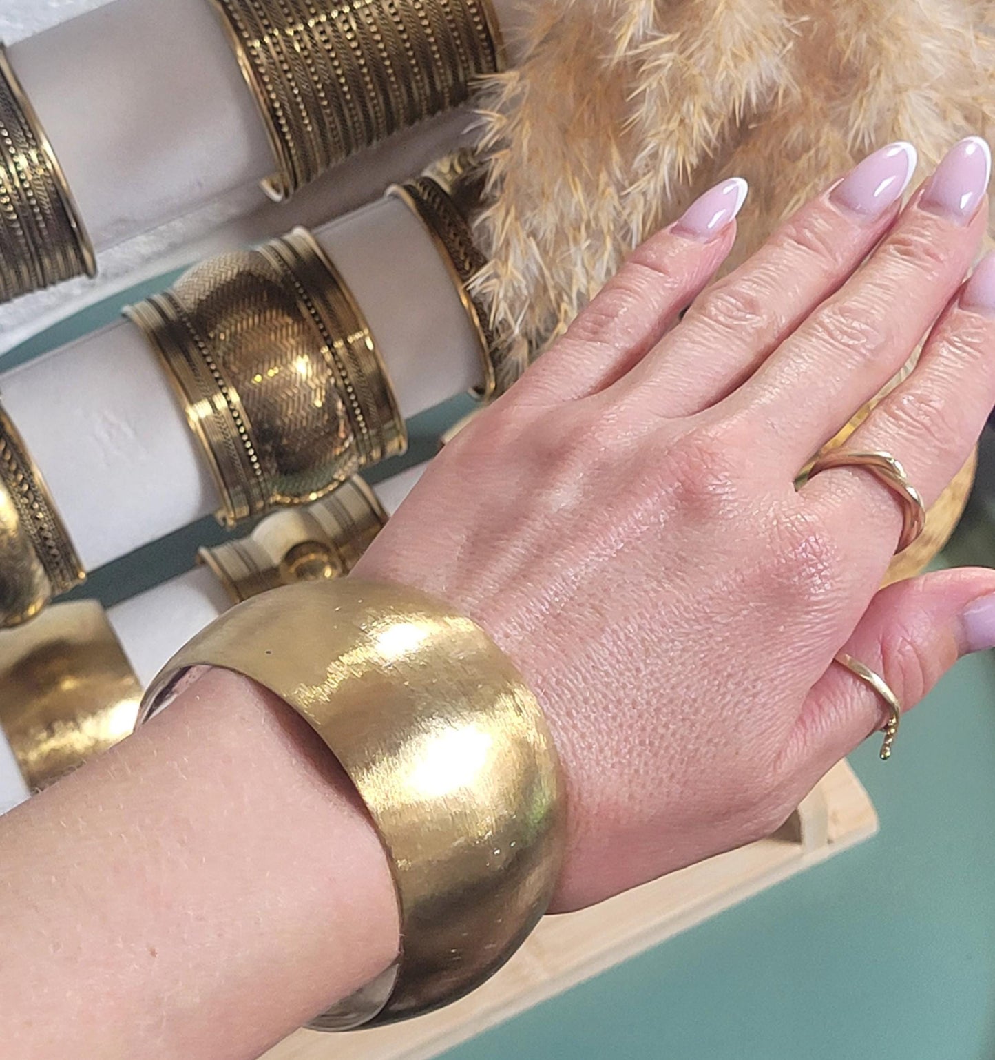 Brass cuff bracelet: Statement bohemian jewellery