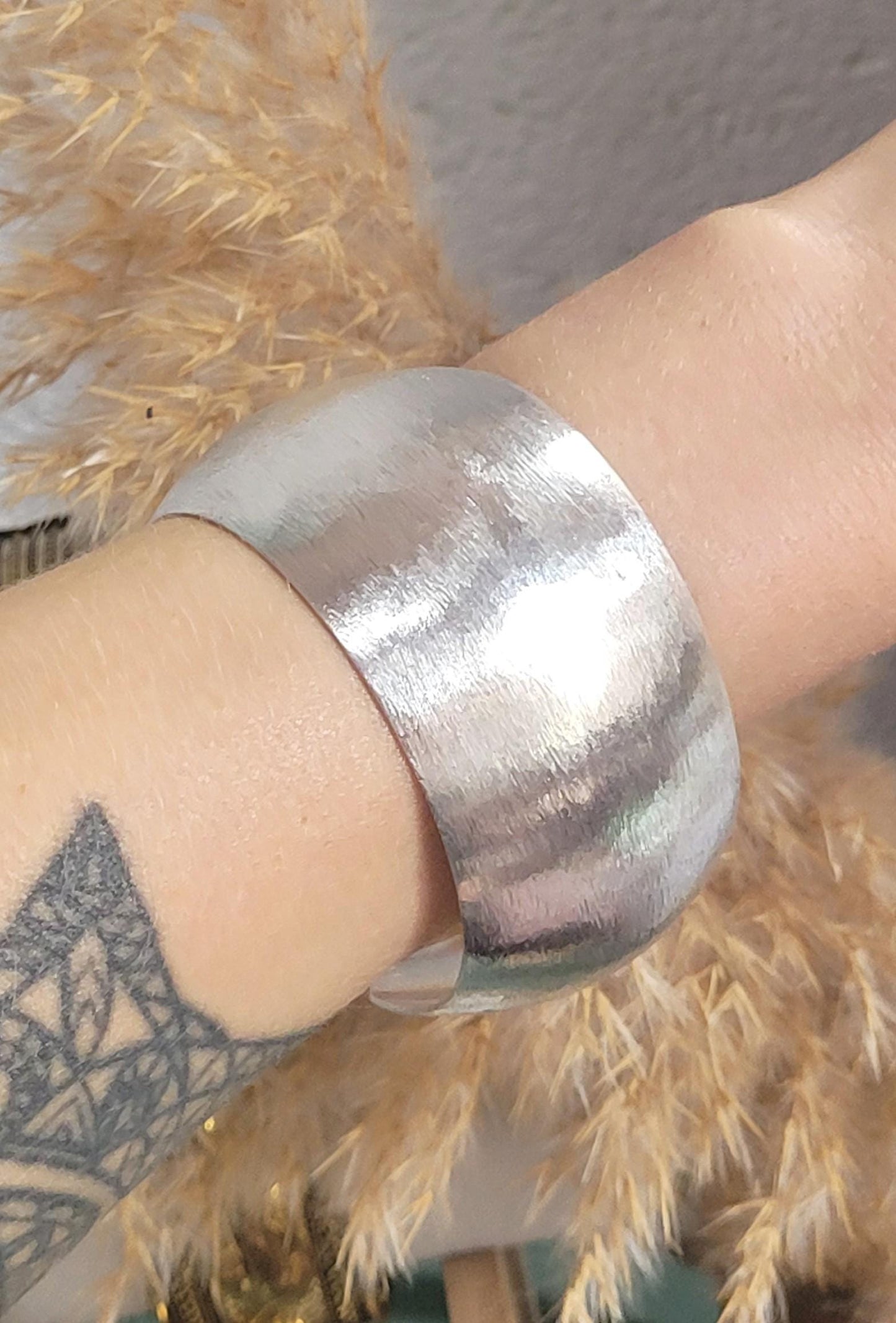 Silver cuff bracelet: Statement bohemian jewellery