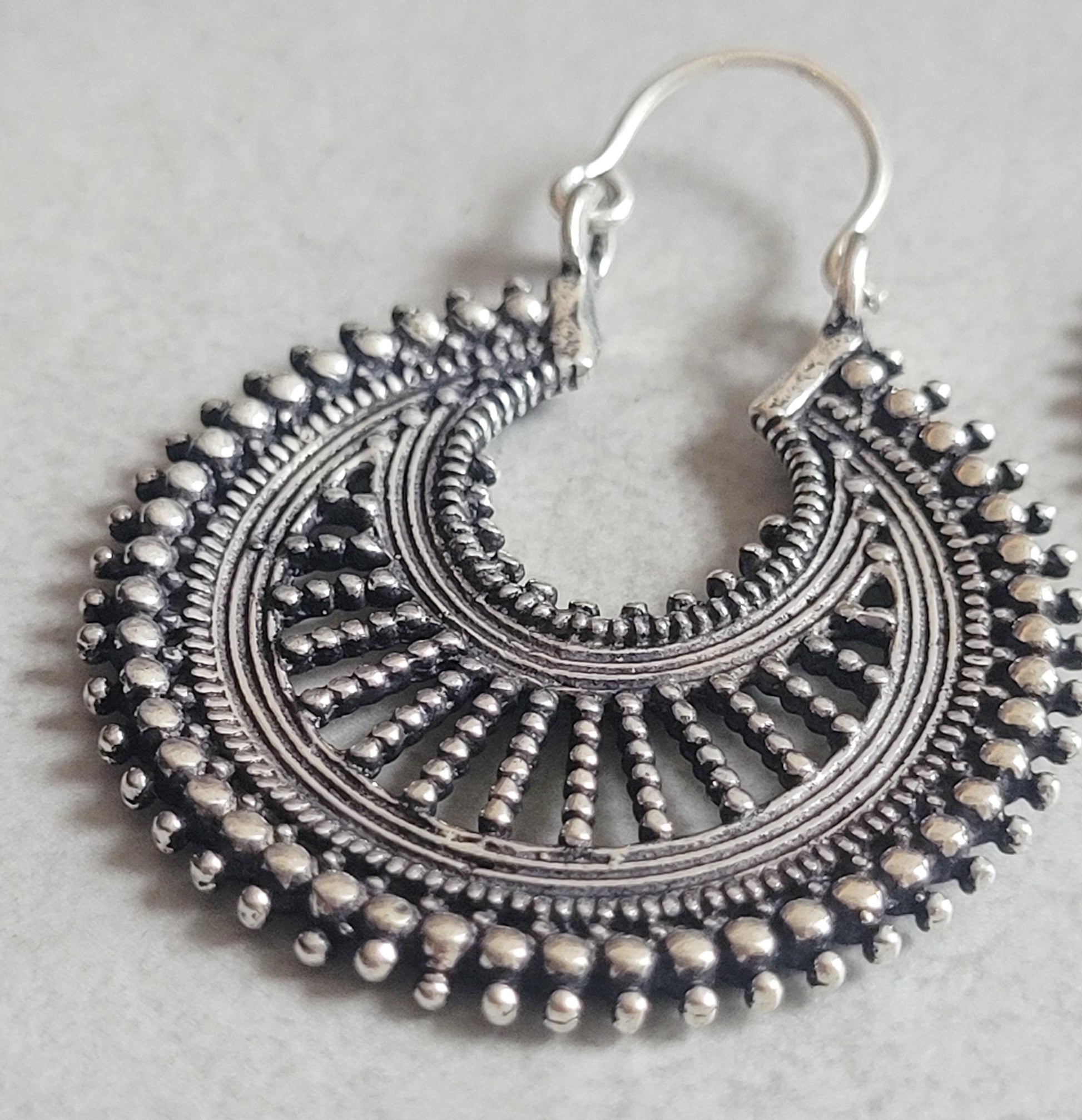 Bohemian Silver Hoop Earrings: Lightweight Plated Jewelry
