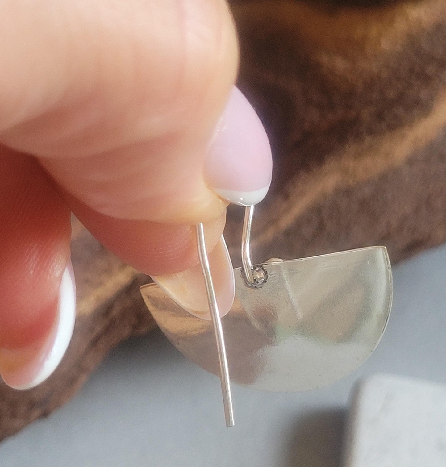 Hammered Silver Earrings: Labradorite Stone, Boho Bohemian Jewelry