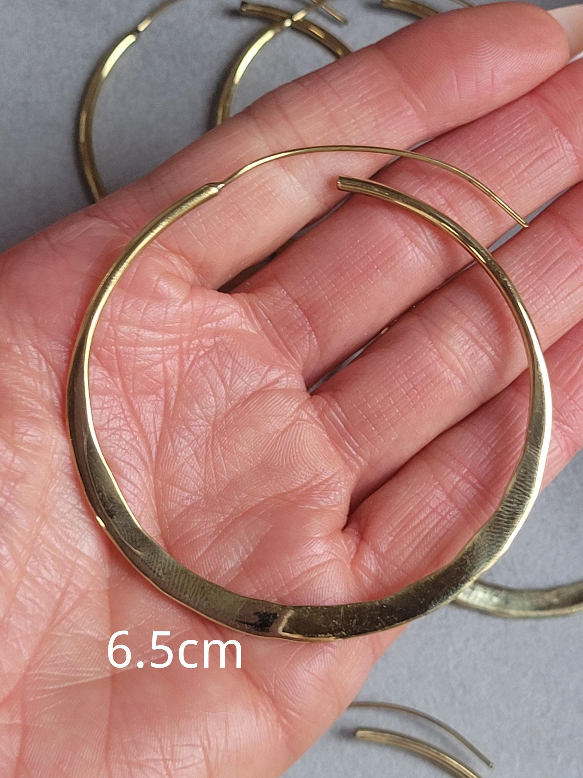 Brass hammered hoops / Hoop earrings / Small hoops / Large hoops / Hippie / Unique / Free shipping