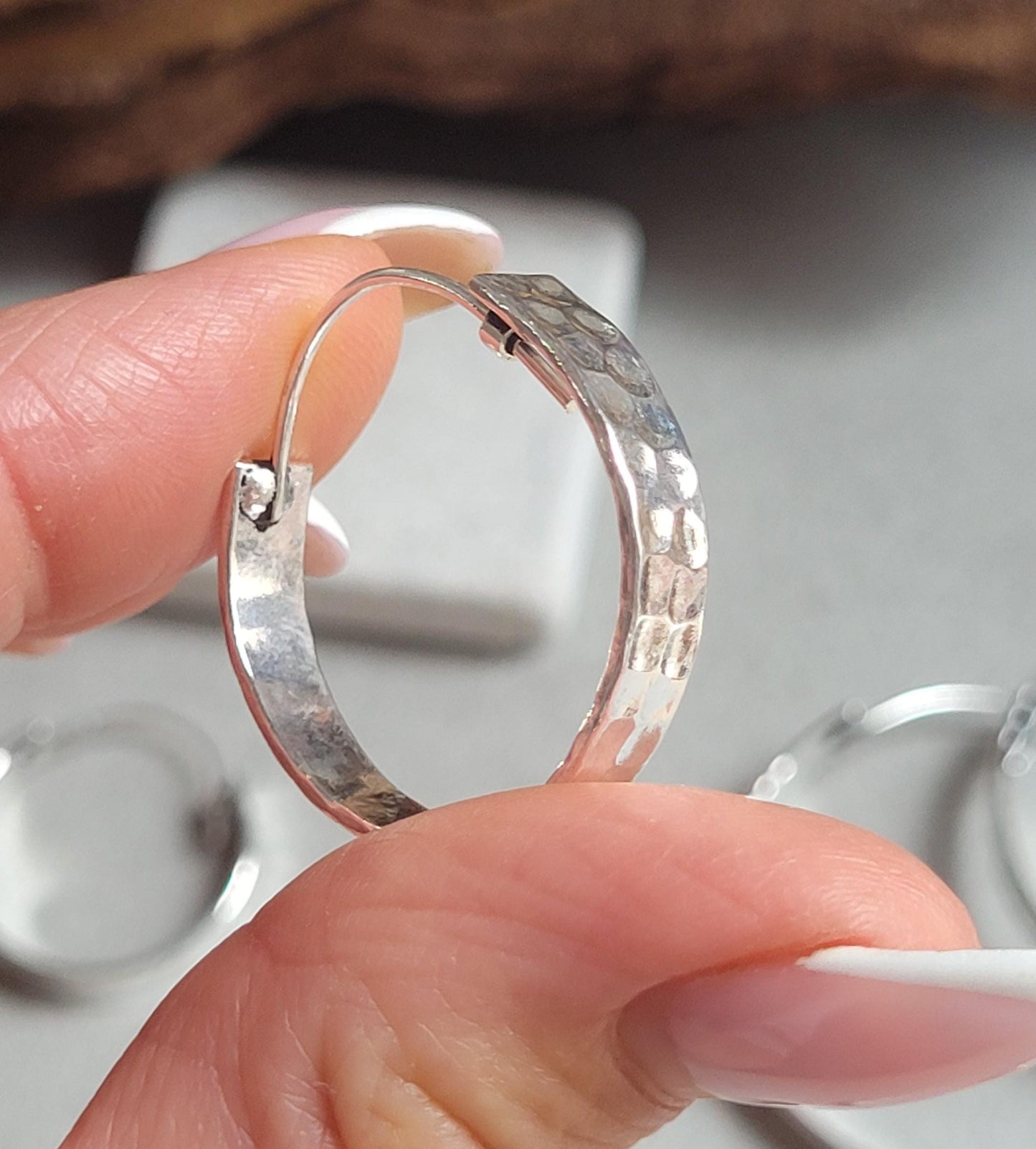 Silver hammered hoops / Hoop earrings / Small hoops / Large hoops / Hippie / Unique / Hoops