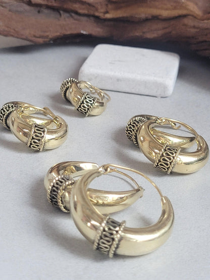 Golden hoops / Large hoops / Small hoops / Gypsy / Boho / Tribal / Ethnic / Golden jewellery / Bohemian
