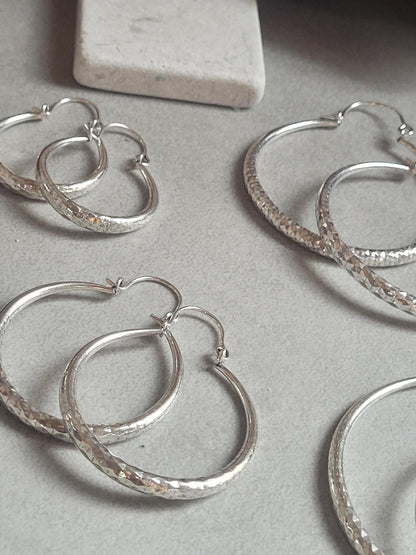 Silver hoops / Thick hoops / Ethnic jewellery / Boho style / Festival / Gift / Small hoops / Large hoops / Detailed