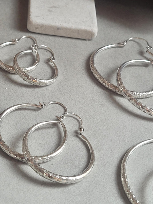 Silver hoops / Thick hoops / Ethnic jewellery / Boho style / Festival / Gift / Small hoops / Large hoops / Detailed