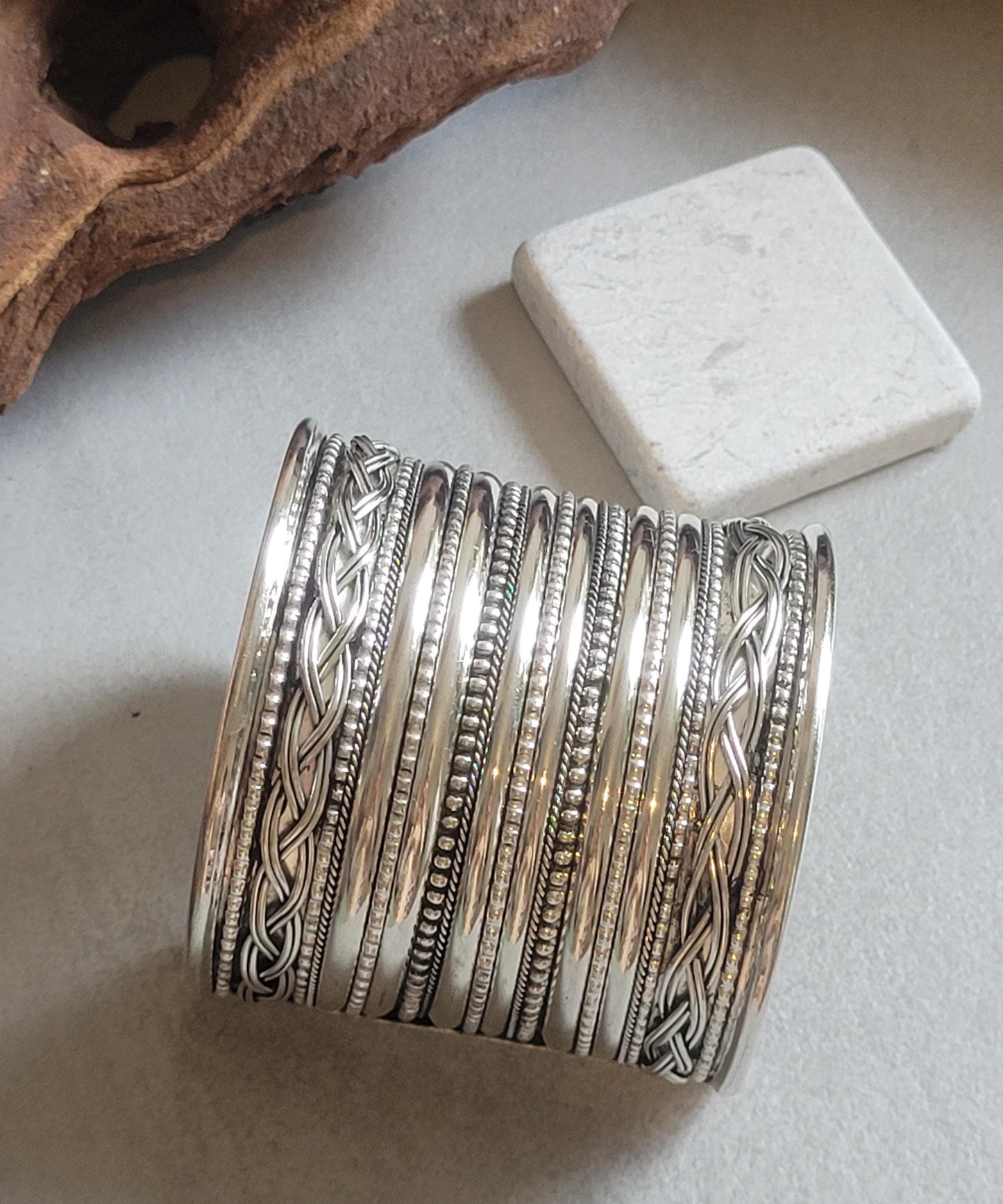 Silver cuff bracelet / Detailed jewellery / Statement piece / Ethnic style / Bohemian jewellery / Boho chic / Unique Gift ideas