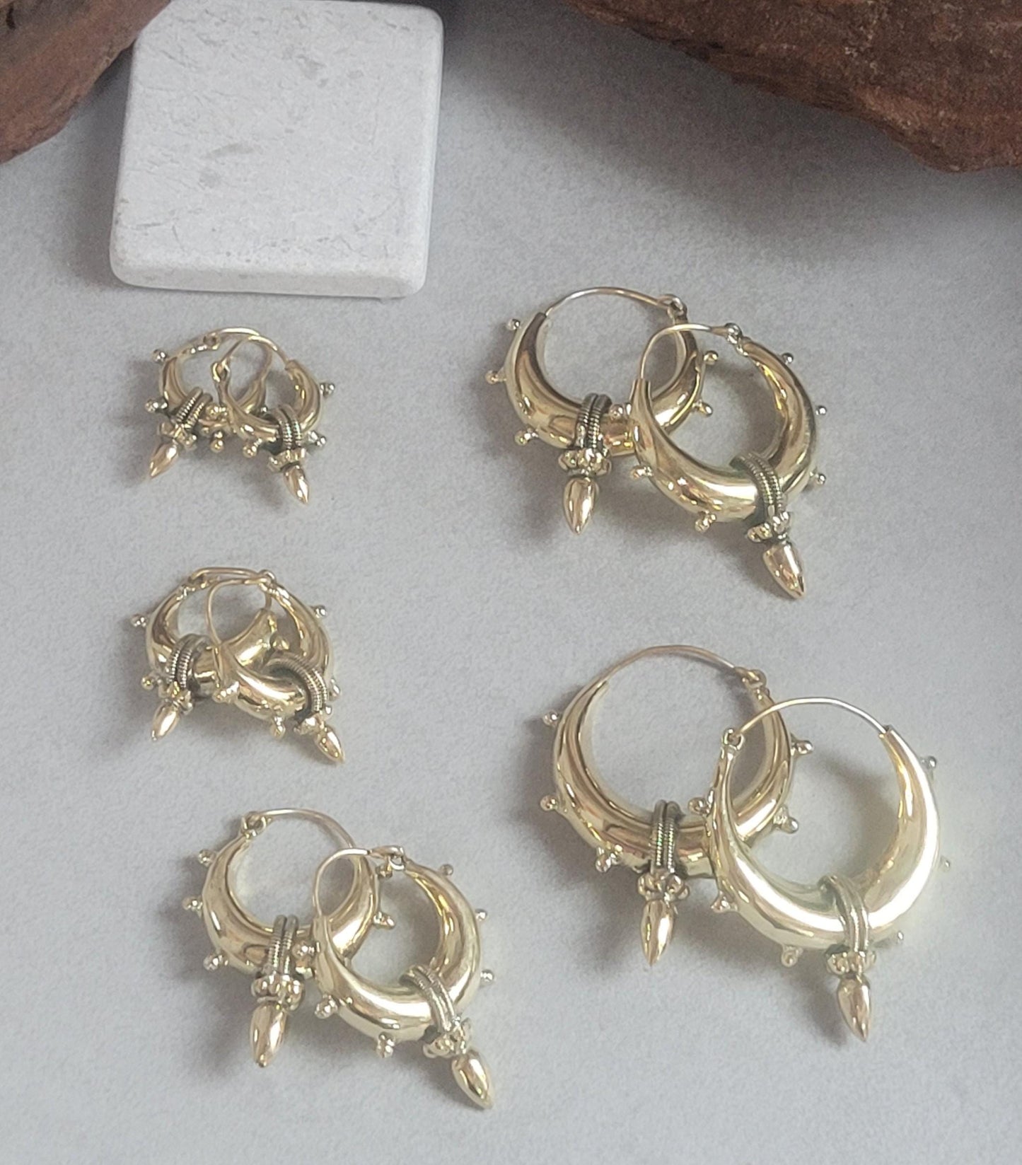 Brass chunky lightweight hoops / Small hoops / Large earrings / Gypsy / Bohemian / Boho / Ethnic hoops / Tribal / Minimal