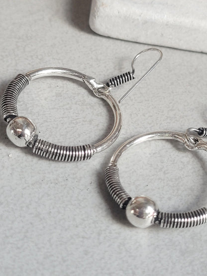 Silver hoop earrings / Dangle hoop earrings