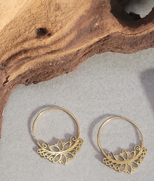 Brass spiral earrings gold jewellery gift : Gift for her