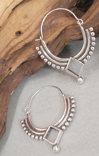 Silver bohemian hoops: Silver style unique jewellery