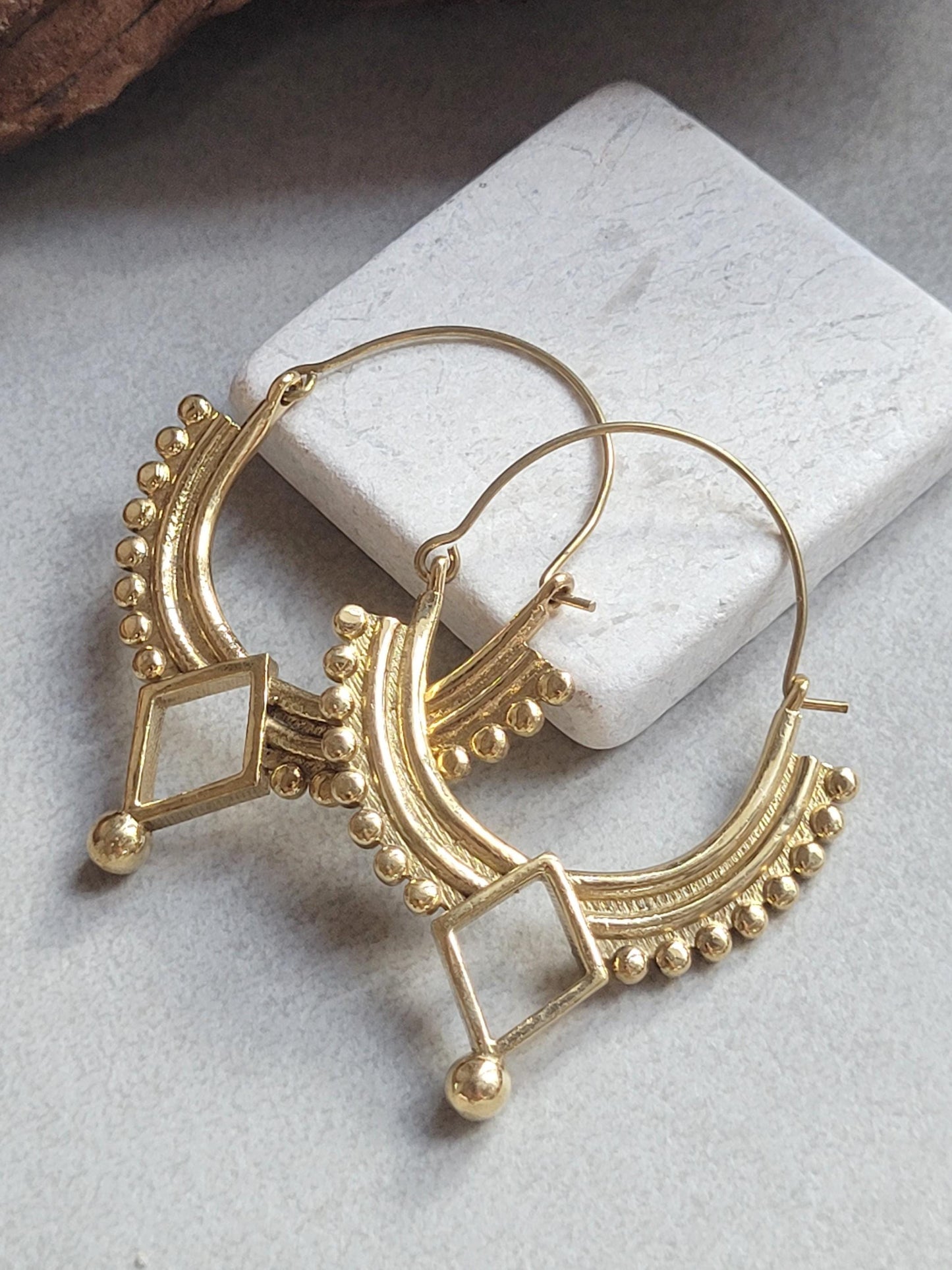 Gold bohemian hoops: Silver style unique jewellery / Golden jewellery