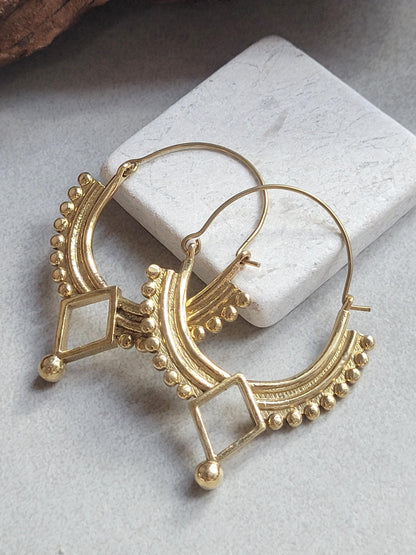 Gold bohemian hoops: Silver style unique jewellery / Golden jewellery