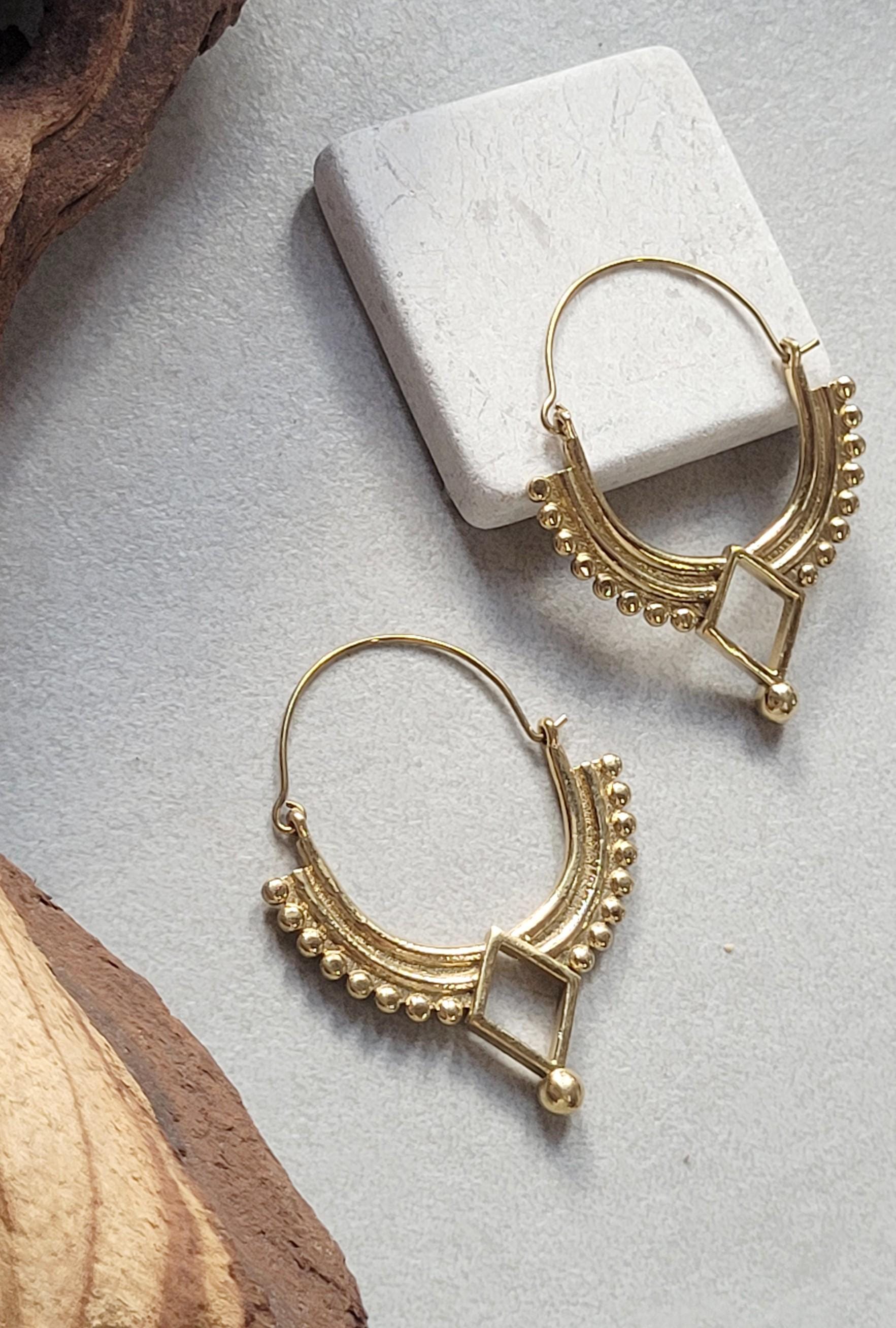 Gold bohemian hoops: Silver style unique jewellery / Golden jewellery