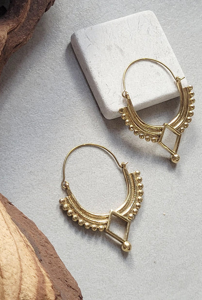 Gold bohemian hoops: Silver style unique jewellery / Golden jewellery