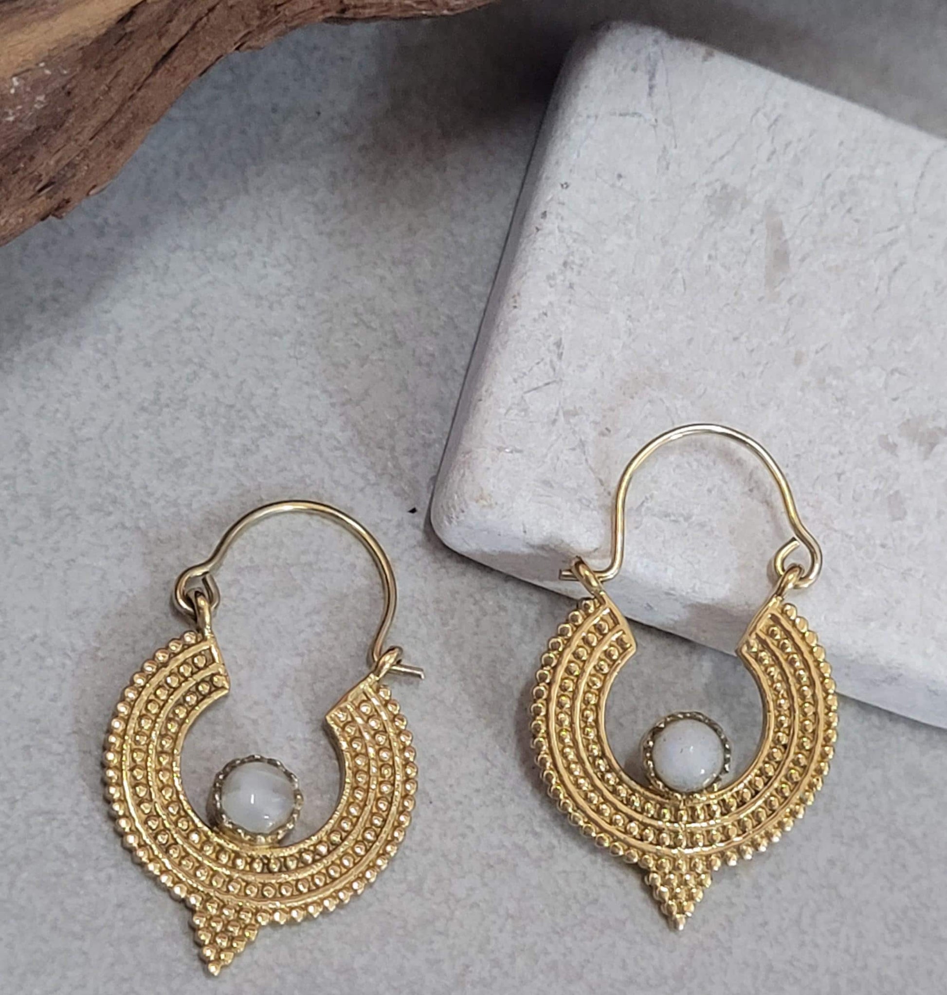 Small gold hoops: Bohemian jewellery
