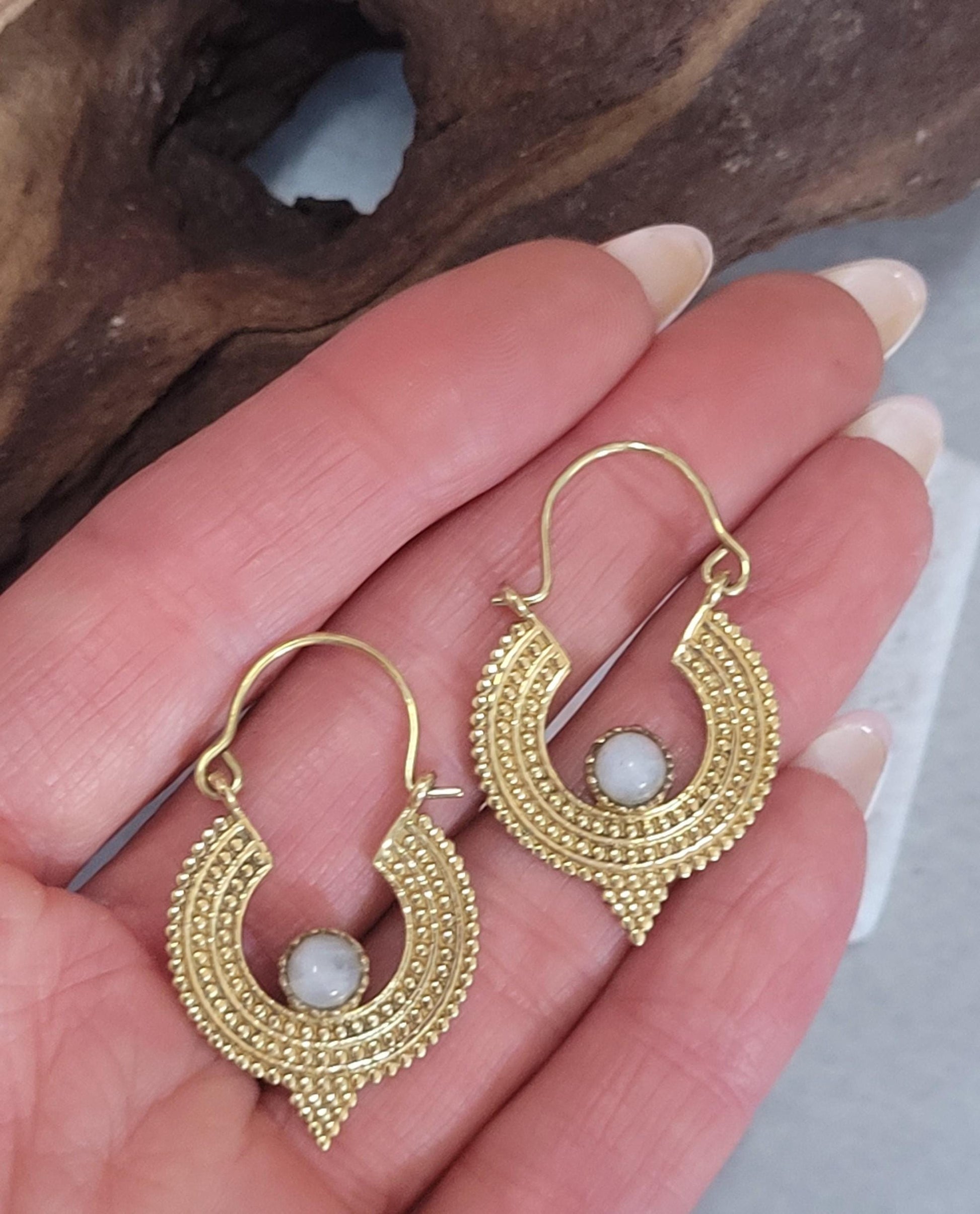 Small gold hoops: Bohemian jewellery