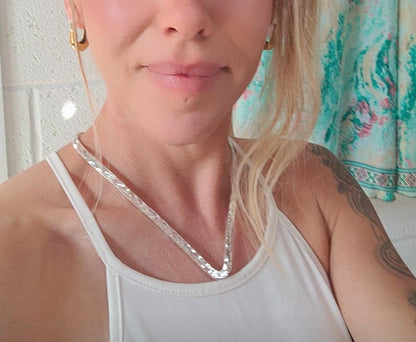 Silver hammered choker necklace: Silver bohemian jewellery