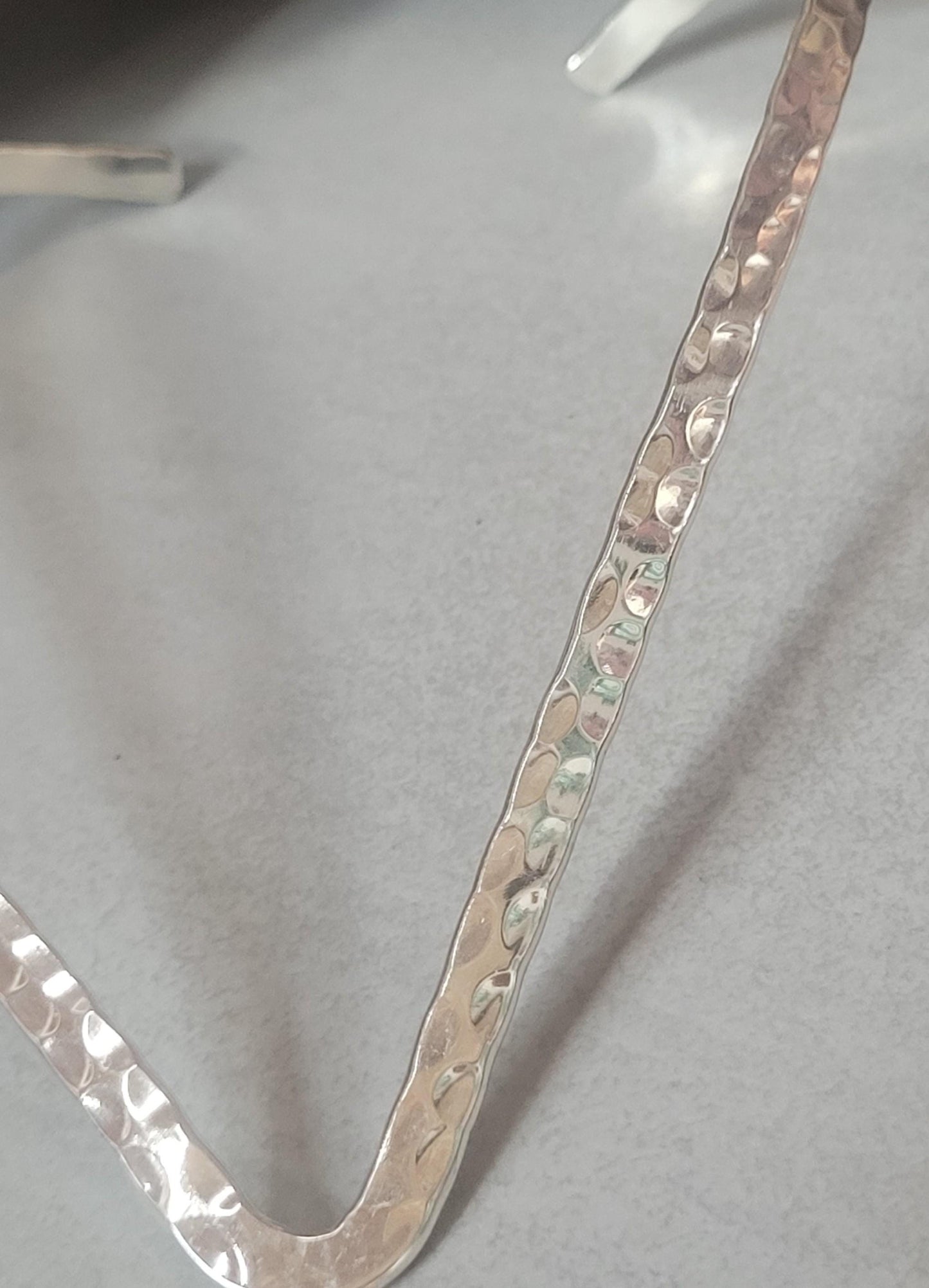 Silver hammered choker necklace: Silver bohemian jewellery