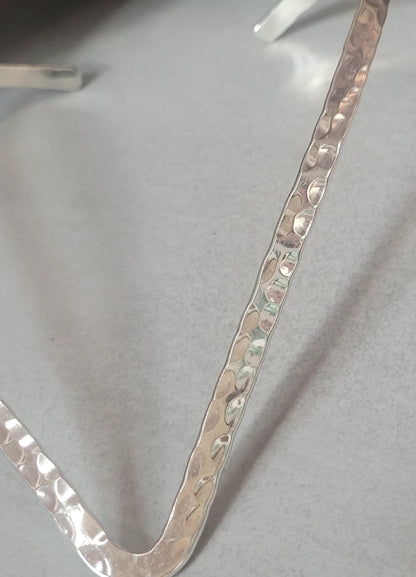 Silver hammered choker necklace: Silver bohemian jewellery