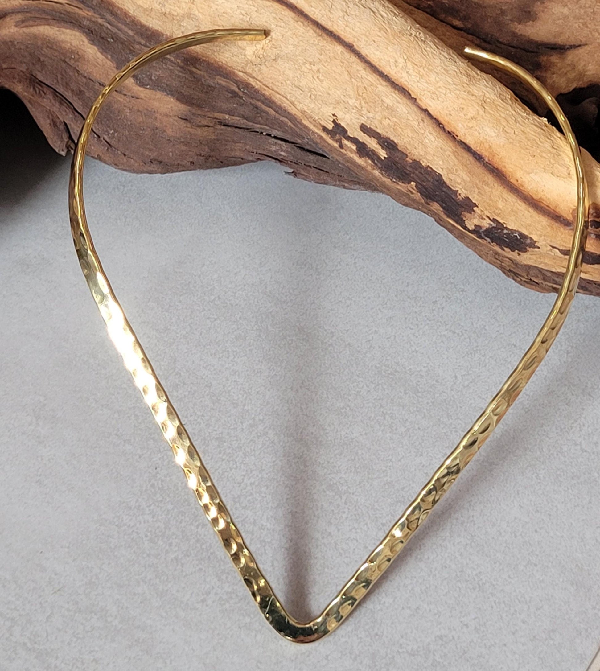 Silver hammered choker necklace: Silver bohemian jewellery
