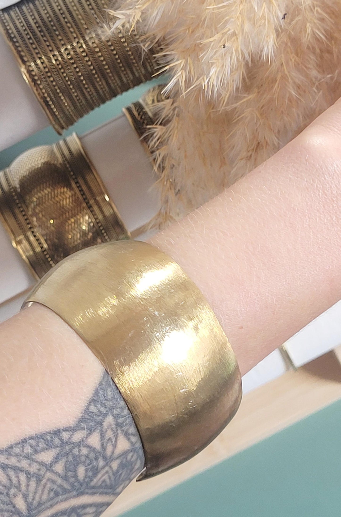 Brass cuff bracelet: Statement bohemian jewellery