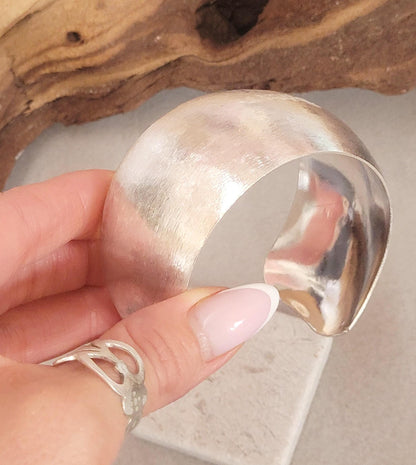 Silver cuff bracelet: Statement bohemian jewellery